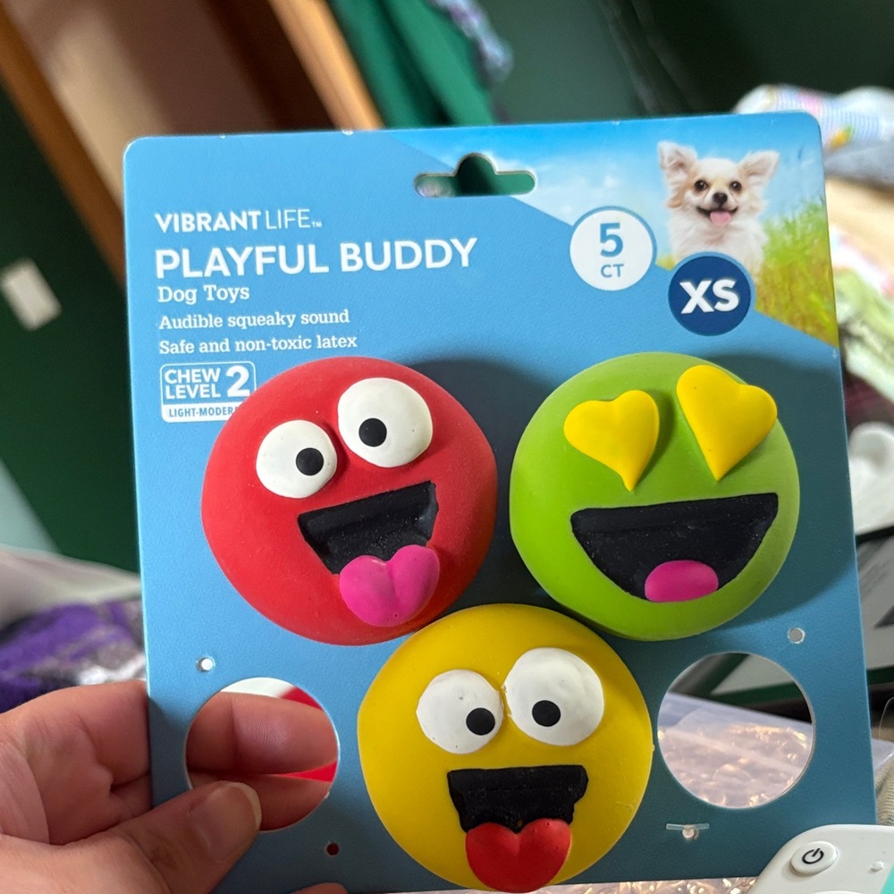Vibrant Playful Buddy XS Dog Toys - Red, Green, Yellow